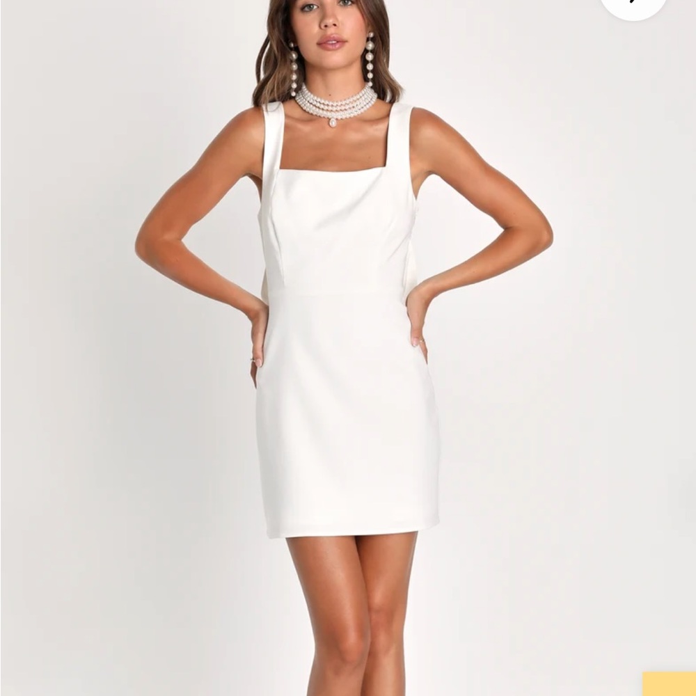 White sleeveless bow mini dress (medium)